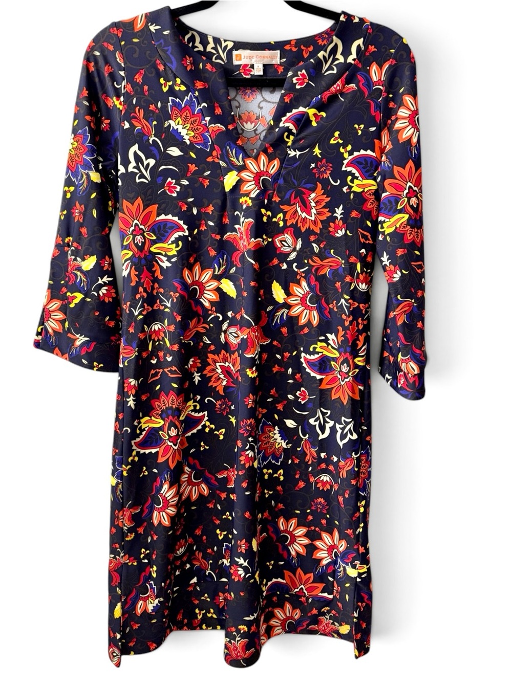 Jude Connally Megan Dress Dark Navy Paisley Floral Jude Fabric Size Small
